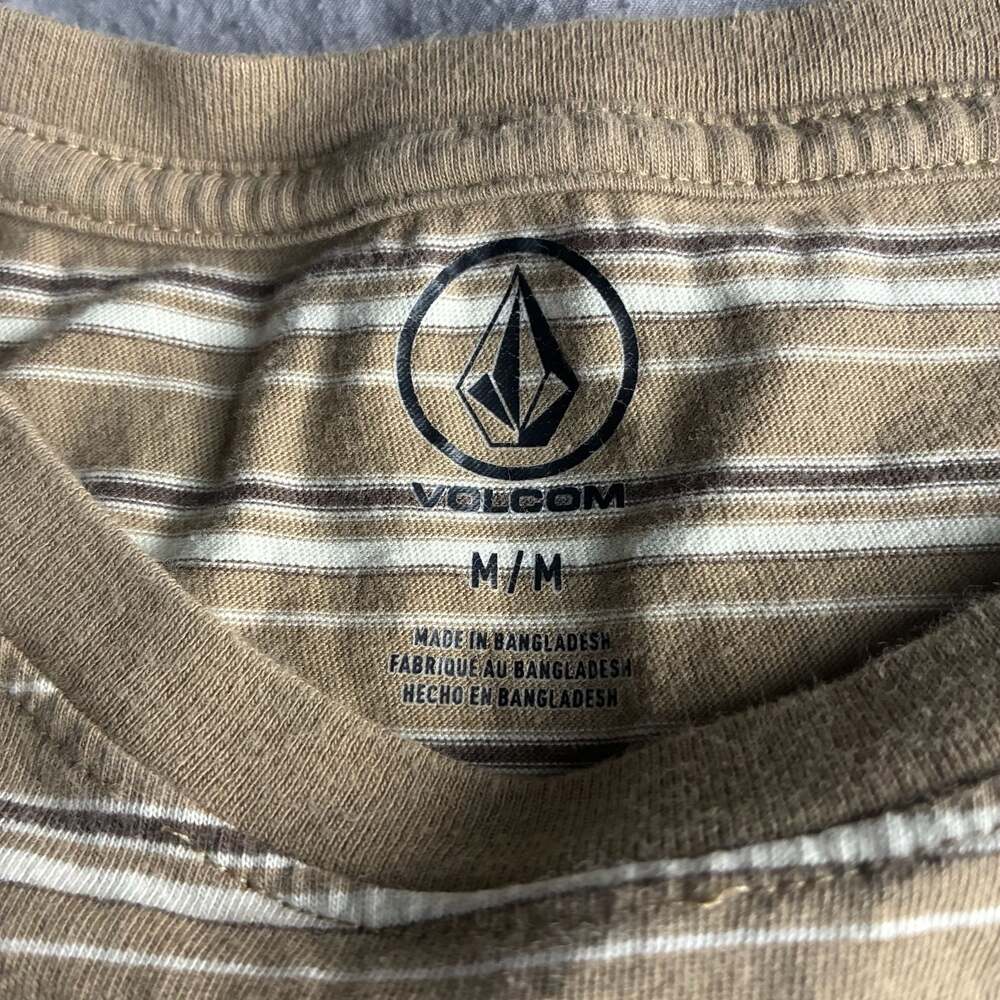 Volcom Men's Sylvan Striped Pocket T-Shirt Khaki - Picture 5 of 6